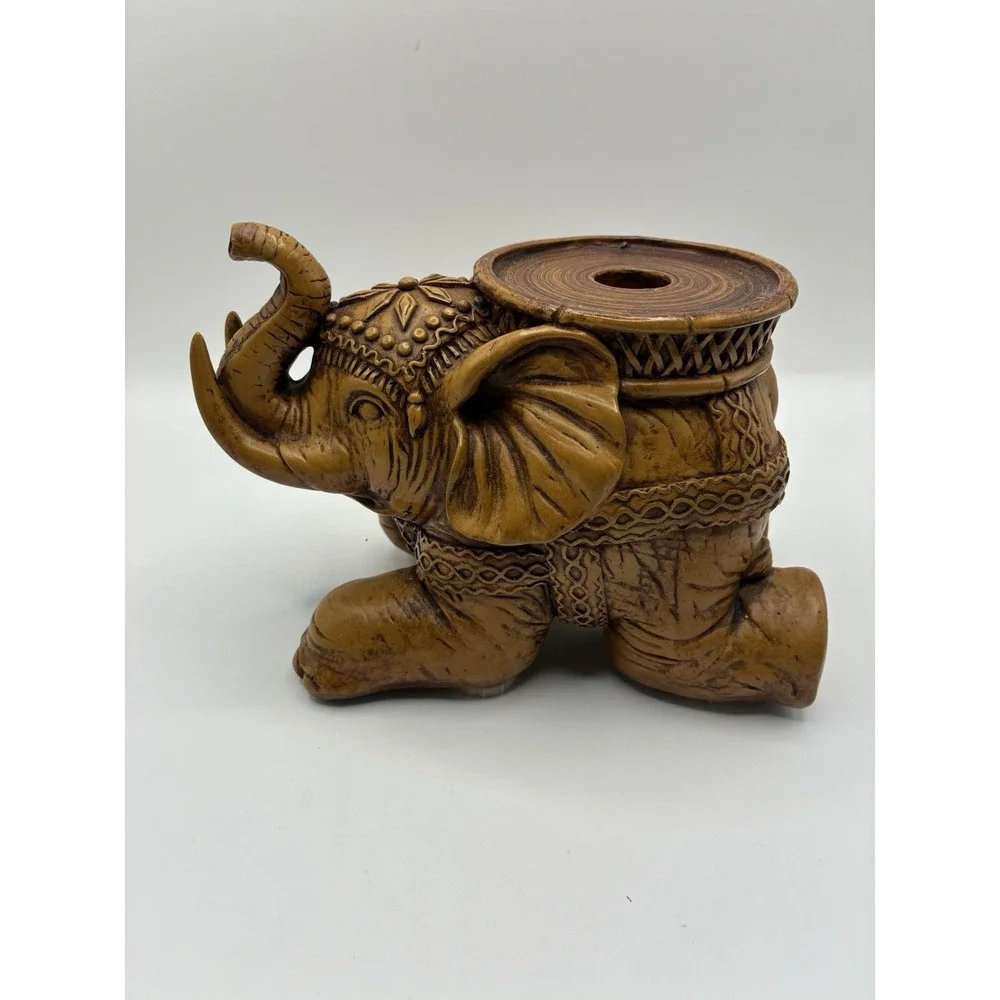 Elephant Pillar Candle Holder Decorative Resin Trunk Up 5